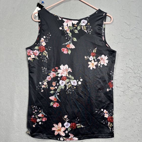 La Mode Black Floral Sleeveless Top Size Small - Picture 2 of 14